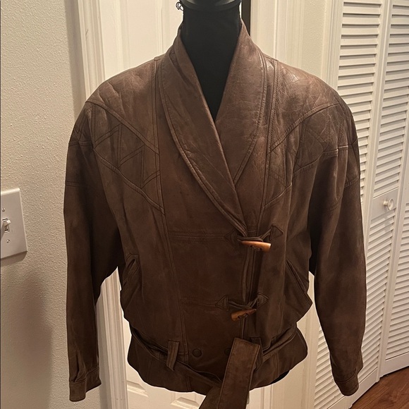 Wilsons Leather Adventure Bound Brown Leather Military Bomber Jacket